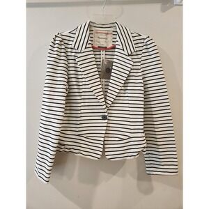 Cartonnier Anthropologie Blazer Women's M Black White Striped Career Jacket‎ NWT